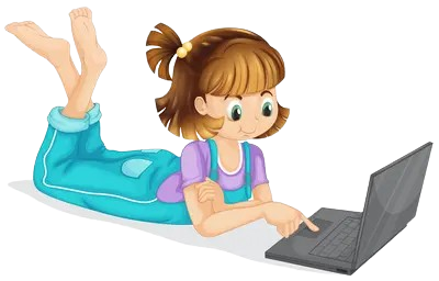 Girl learning on laptop